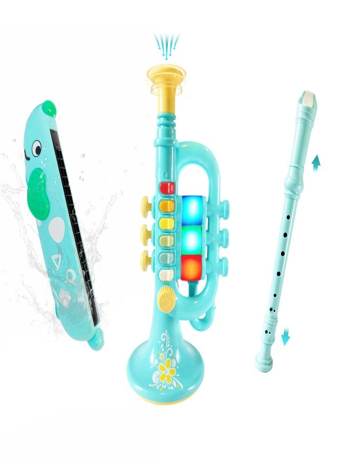 TUSALMO Kids Musical Instruments Toys 3 in 1, Trumpet Harmonica Recorder Set with Storage Bag, Educational Music Toys for Children Ages 3 4 5 6 7, Gifts for Boys Girls - Image 1