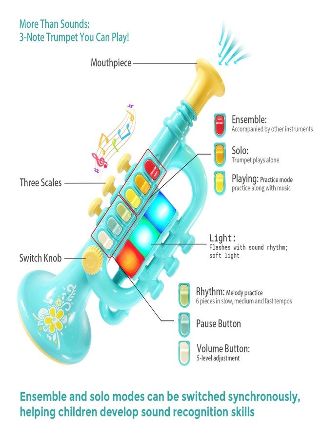 TUSALMO Kids Musical Instruments Toys 3 in 1, Trumpet Harmonica Recorder Set with Storage Bag, Educational Music Toys for Children Ages 3 4 5 6 7, Gifts for Boys Girls - Image 5