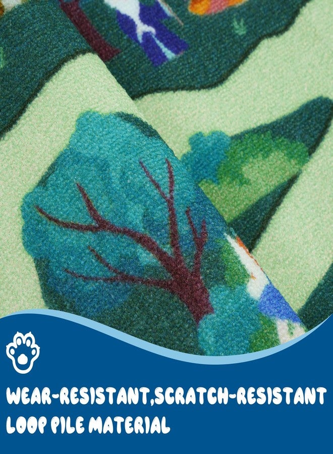 لايف بوكس سجادة لعب أطفال قابلة للغسل من لايف بوكس، بتصميم مرح، مناسبة لغرفة اللعب، سجادة طريق للأولاد والبنات لغرفة الأطفال، آمنة ومرحة، سجادة تعليمية مانعة للانزلاق بتصميم غابة، مناسبة لغرفة نوم الأطفال، مقاس 60 × 32 بوصة، لون أخضر - Image 3