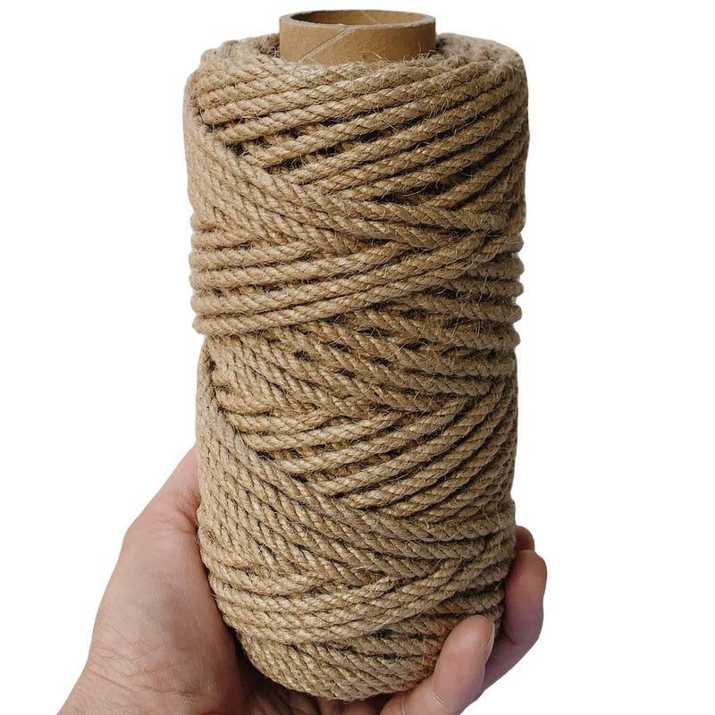 ILIKEEC 4mm Jute Twine 164 Feet Braided Jute Rope Heavy Duty and Thick Twine Rope for DIY Artwork Bundling Home Decor Gardening Applications 4MM 164FT