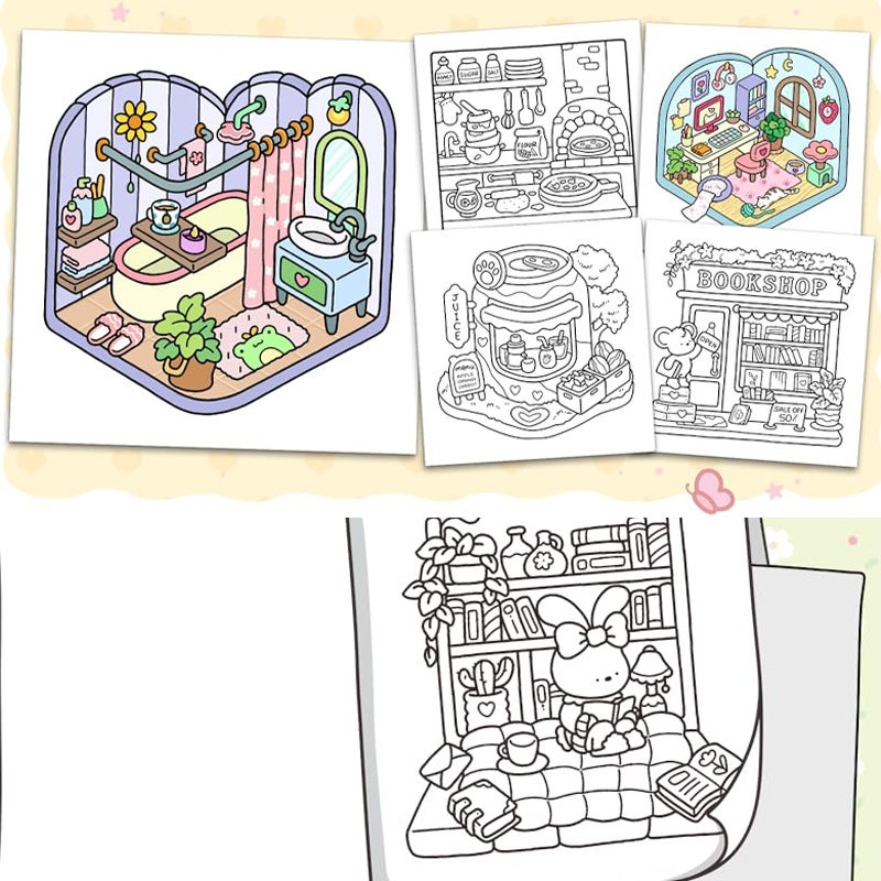 Coloring Book Cute Biological Graffiti Painting Book Adult Teenager Comfortable Relaxation Moment Coloring Book - Image 3
