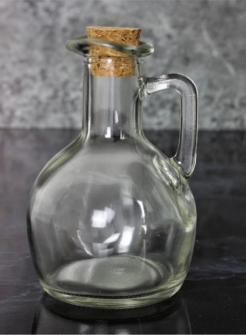 Oil And Vinegar Bottle, Transparent Heat Resistant Borosilicate Glass, With Handle -Bamabo wood lid