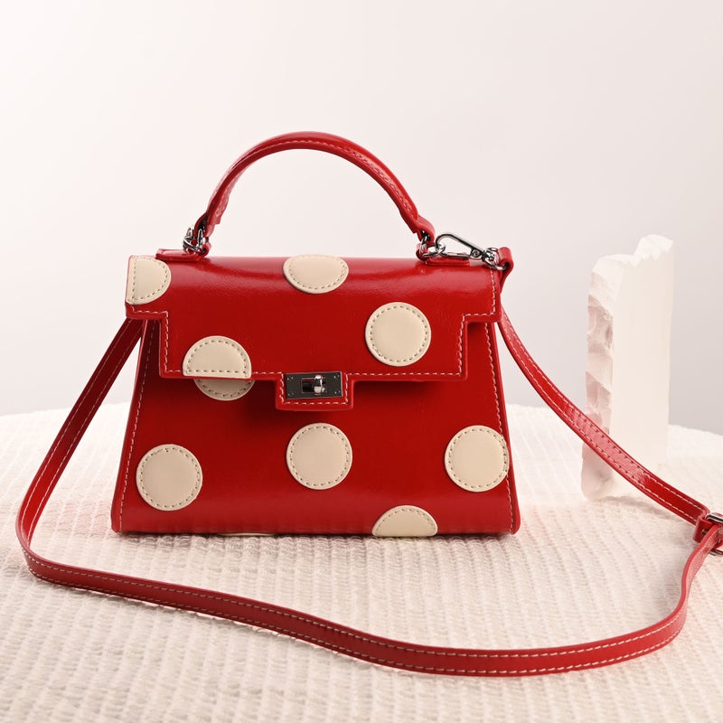 25 Early Spring New Women'S Bag French Retro Polo Dot Kelly Bag High-End Platinum Bag Shoulder Crossbody Bag Handbag - Image 1