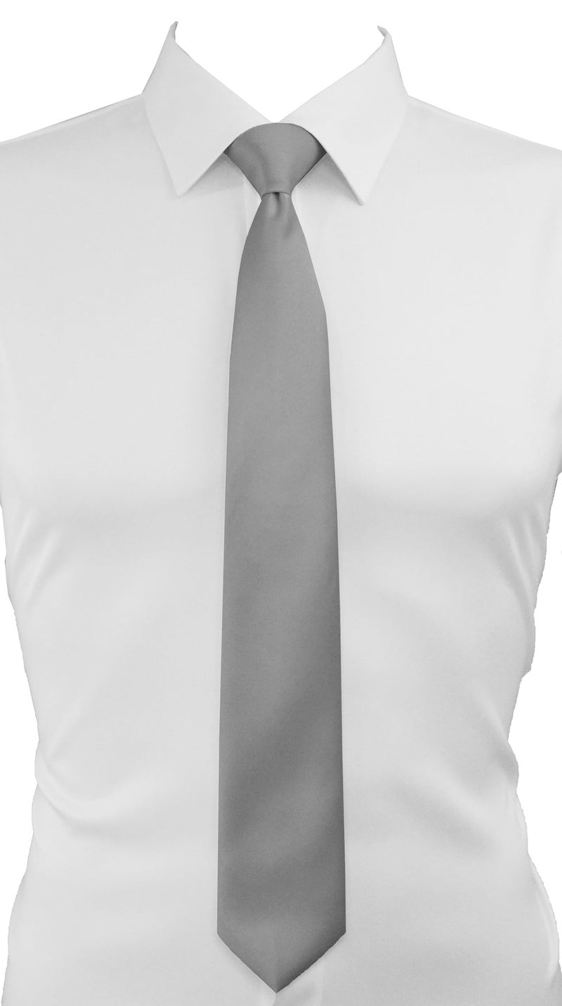 trilece Light Grey Gray Ties for Men - Men's Solid Color Ties - Formal Neckties for Men - Neck Tie for Man (Light Grey) - Image 1