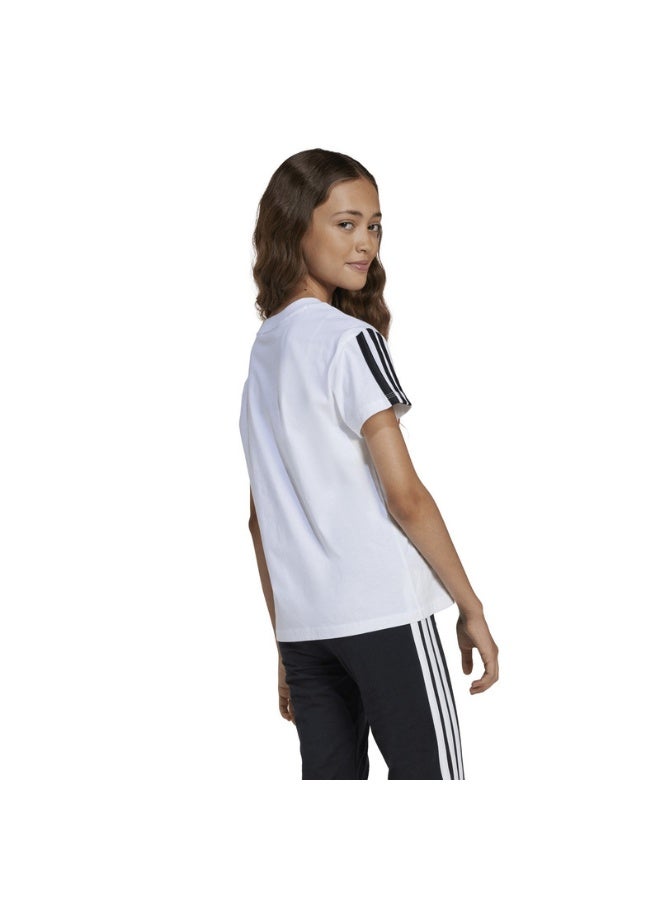 Adidas Jg 3S Tee 160 White Training T-Shirts For Junior 7-8Y - Image 4
