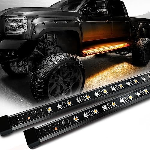 OPT7 Sidekick 78" Running Board Lights 2PCS LED Strips w/Amber Turn Signal, DRL, White Courtesy Light for Extended Crew Cab Trucks Pickup Trailer - Image 1
