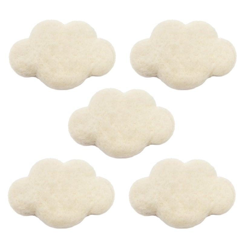 Glaciart One Felt Clouds Garlands Crafts Decor Baby Mobile Ornament Soft Plush for Kids Rooms Nursery 100 New Zealand Wool Felted in Nepal Essential Oil Ready 5Pack