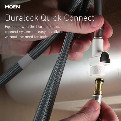 Moen Weymouth Brushed Gold Traditional Shepherd's Hook Pulldown Kitchen Faucet Featuring Pull Down Spray Head with Power Boost, S73004BG - Image 2