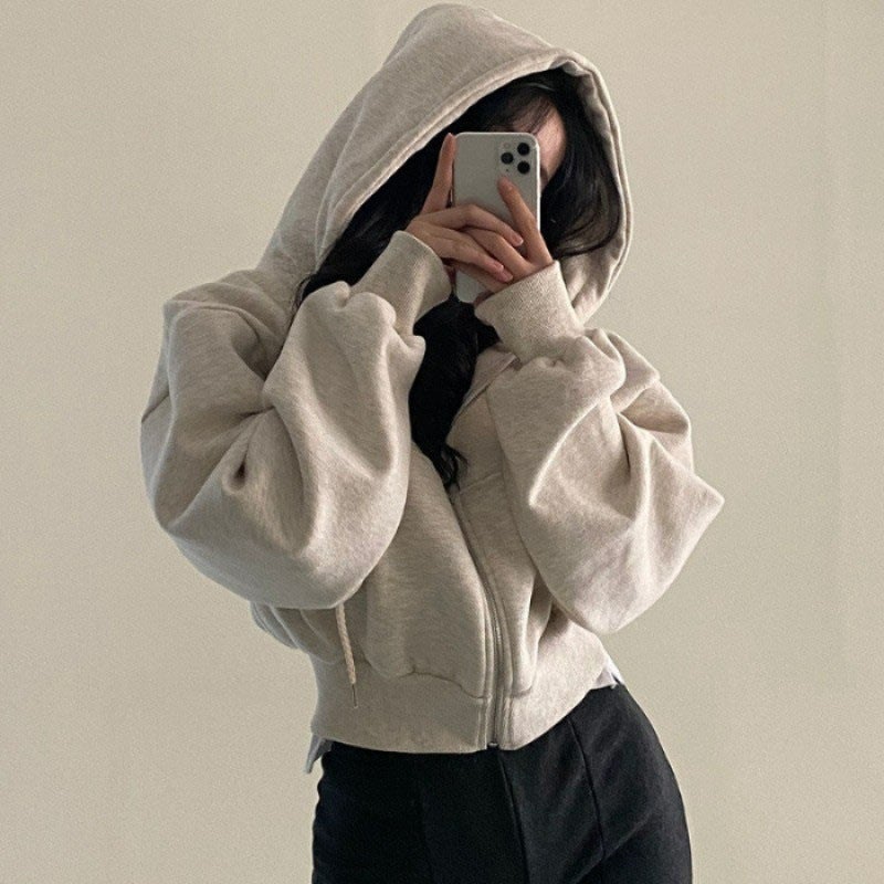 2024 Spring Autumn Chic Cropped Hoodie Women Dark gray - Image 2