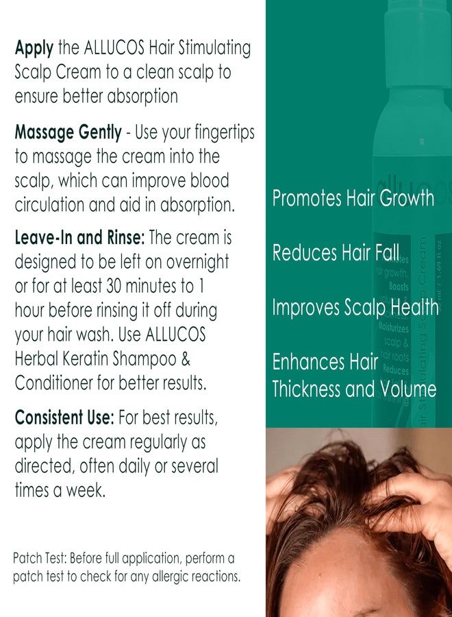 ALLUCOS Hair Growth Stimulating Scalp Cream - Enriched with Brahmi, Tulasi & Peppermint | Nourishes Scalp, Strengthens Roots & Promotes Thicker Hair - 50 ML (Pack of 1) - Image 3