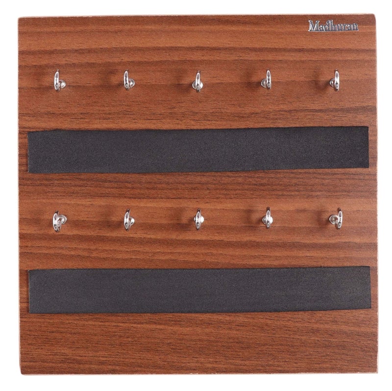 Madhuran Royal PB Engineered Wood Wall Mounted Key Hangers (10 Hooks C Walnut) Office Home School Living Room Hall Kitchen Keyholder Keychain Storage Organizer - Image 4