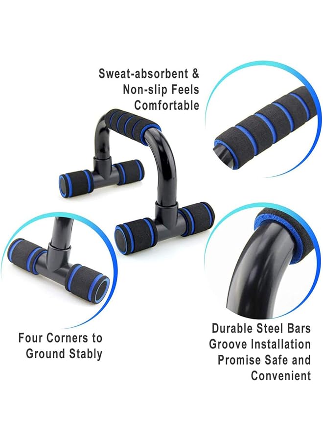 HALAMODO 5PCS Fitness Exercise Set AB Trainer Power Wheel Roller Push up stands Jump Rope Hand Grip Set Home Gyms Abdominal Muscle Exerciser Fitness Workout Equipment(Blue)  - Image 2