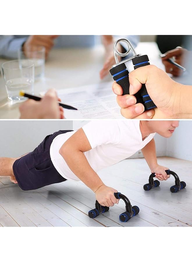 HALAMODO 5PCS Fitness Exercise Set AB Trainer Power Wheel Roller Push up stands Jump Rope Hand Grip Set Home Gyms Abdominal Muscle Exerciser Fitness Workout Equipment(Blue)  - Image 5