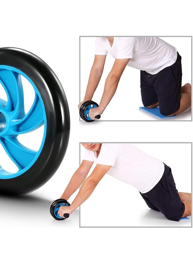 HALAMODO 5PCS Fitness Exercise Set AB Trainer Power Wheel Roller Push up stands Jump Rope Hand Grip Set Home Gyms Abdominal Muscle Exerciser Fitness Workout Equipment(Blue)  - Image 4