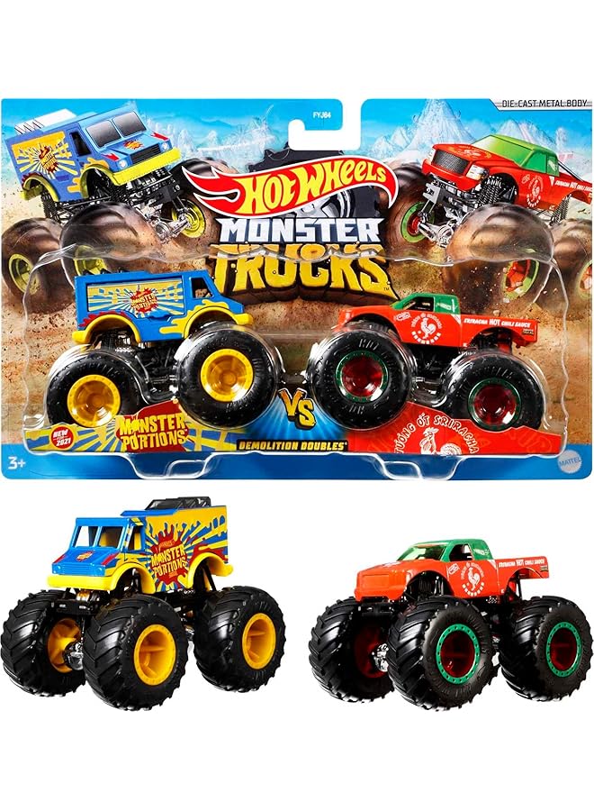 Hot Wheels Monster Trucks 1 64 Scale Demolition Doubles Assortment - Image 1