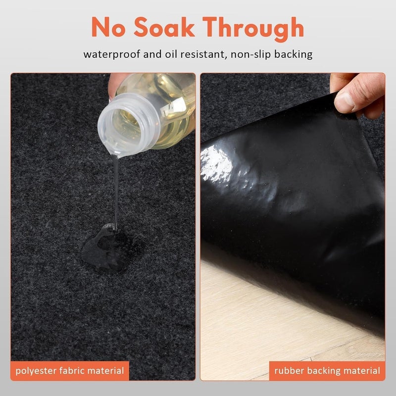 JERIA 2 Pcs 36 X 60 Inch Oil Spill Mat for Under Car Driveway Mats Oil Leaks Absorbent Oil Pad,Rubber Mat Garage Floor,Reusable,Waterproof Backing,Stain Resistant - Image 3