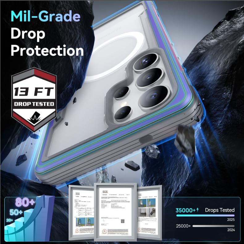 RAPTIC for S25 Ultra Case 6.9 Inch, Shield Case Compatible with MagSafe, [13FT Mil-Grade Drop Protection], Durable Anodized Shockproof Aluminum Frame Slim Samsung Galaxy S25 Ultra Case, Iridescent - Image 3