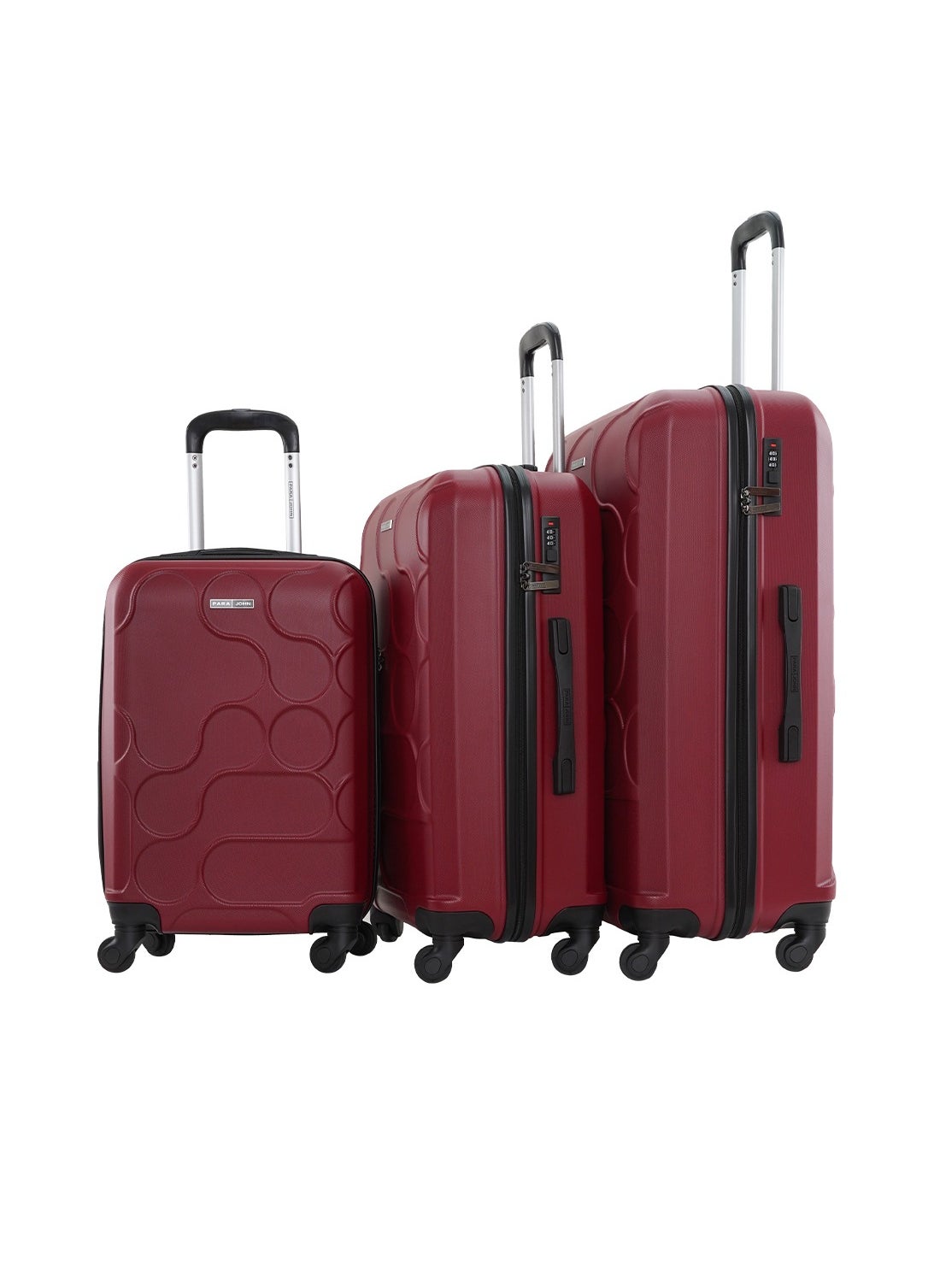 PARAJOHN Klub 3-Piece Hard Side ABS Luggage Trolley Set 20/24/28 Inch Red 