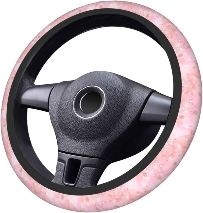 Car Steering Wheel Cover for Women Men, Non-Slip Breathable Steering Wheel, Pink Christmas Snowflakes Boho Pattern Steering Wheel Protector, Car Accessories - Image 3