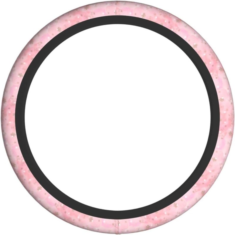 Car Steering Wheel Cover for Women Men, Non-Slip Breathable Steering Wheel, Pink Christmas Snowflakes Boho Pattern Steering Wheel Protector, Car Accessories - Image 2