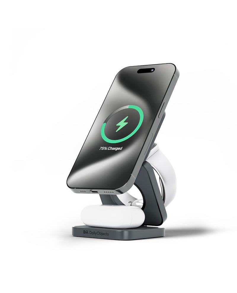 Daily Objects SURGE™ Max Foldaway 3-in-1 Magnetic Compatible with MagSafe Wireless Charger | Compatible with iPhone 15 14 13 12 | Airpods 2/3/Pro Smartwatches | Fast Charging | Superior Metallic Design - Image 2