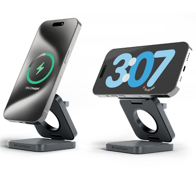 Daily Objects SURGE™ Max Foldaway 3-in-1 Magnetic Compatible with MagSafe Wireless Charger | Compatible with iPhone 15 14 13 12 | Airpods 2/3/Pro Smartwatches | Fast Charging | Superior Metallic Design - Image 1