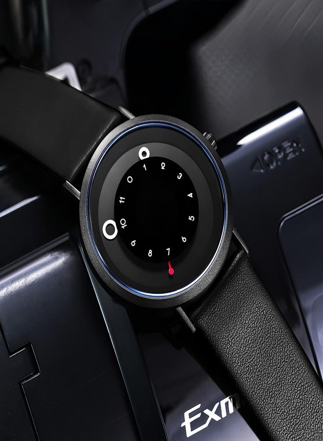 Gosasa Minimalist Casual Unisex Quartz Watch - Unique Hands Design, Fashion Sports Waterproof Wristwatch for Men & Women with Leather Band, Black, Unique - Image 3