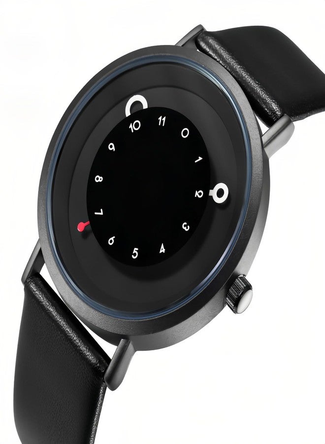 Gosasa Minimalist Casual Unisex Quartz Watch - Unique Hands Design, Fashion Sports Waterproof Wristwatch for Men & Women with Leather Band, Black, Unique - Image 4