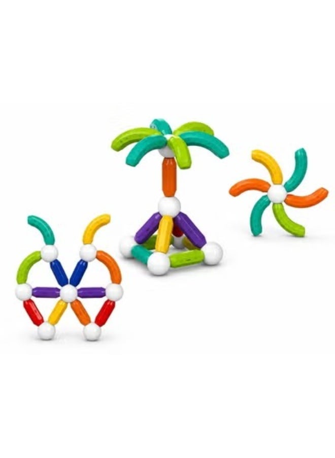 O2. 36PCS Magnetic Assembly Building Set with Magnetic Rods, Curved Pieces and Connector Balls, Creative 3D Construction Puzzle Toy for Kids 3+ Years - Image 3