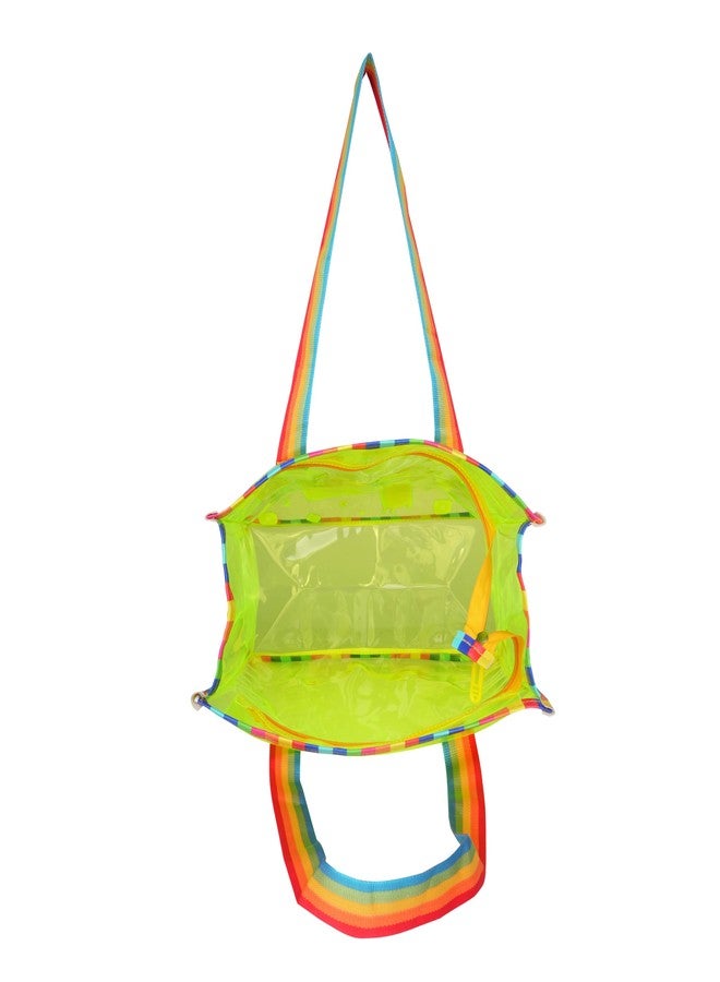 Echo Boomers Jelly Yellow Transparent Tote Bag for Girls & Women | UV Printed I Love Travel Theme | Waterproof PVC Handbag | Lightweight Shopping, Outdoor, Beach & Swimming Carry Bag - Image 5