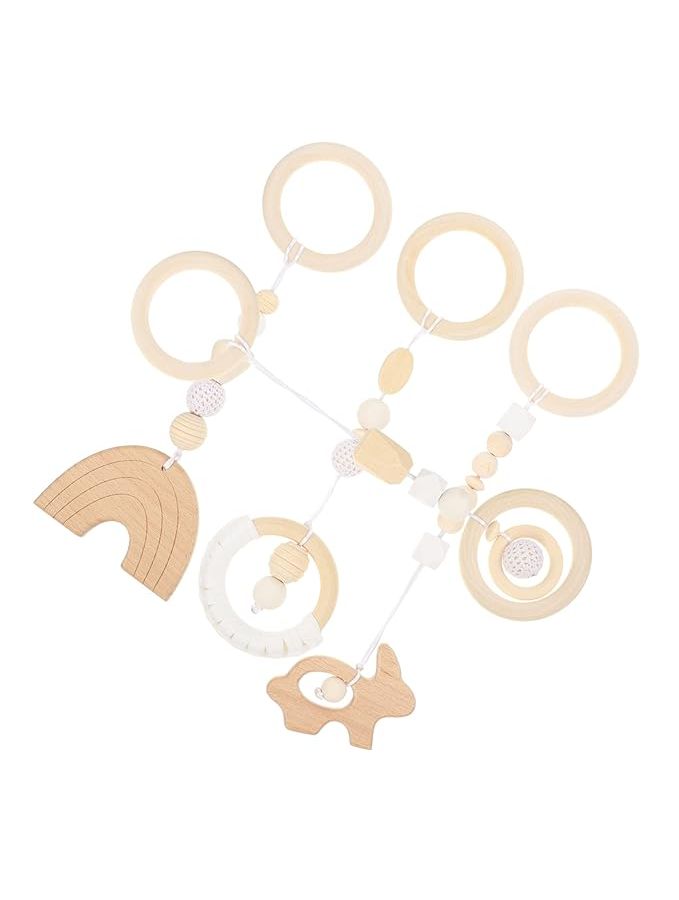 Set of 4 Wooden Rattles White for Newborn Development and Baby Gym Decor - Image 1