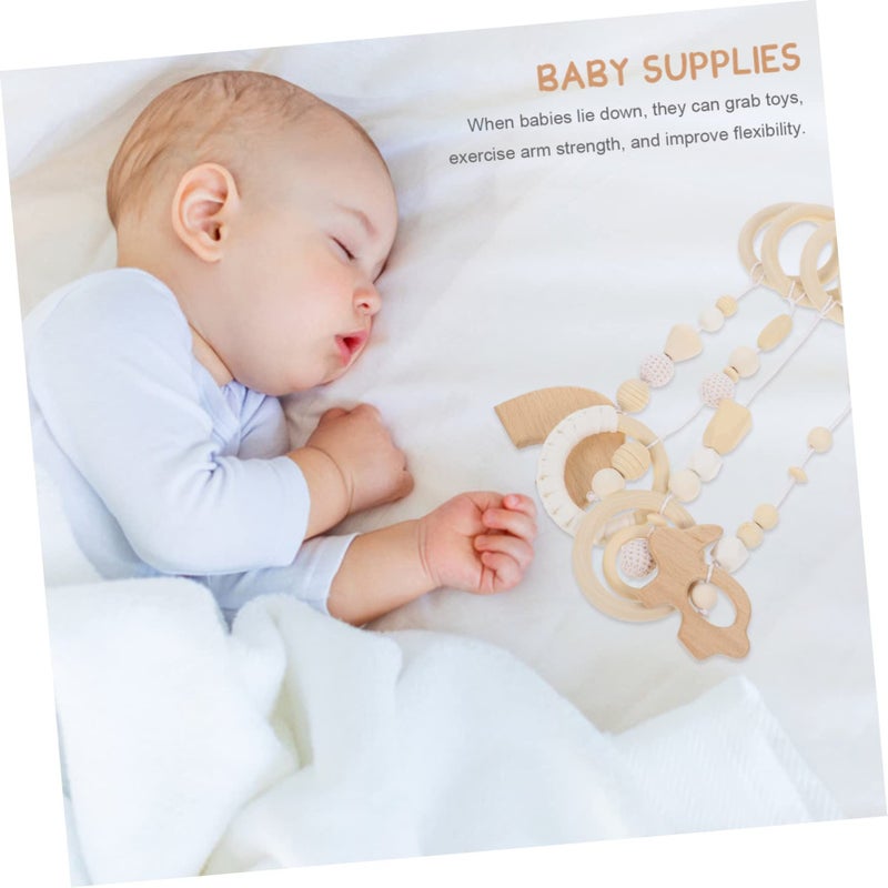 Set of 4 Wooden Rattles White for Newborn Development and Baby Gym Decor - Image 4