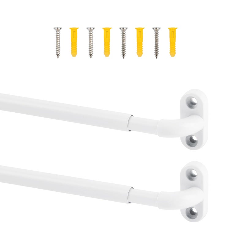 TYRON 2 Pack Screwed Sash Curtain Rod Adjustable 1830 Inch 38 In Diameter French Door Curtain Rods White