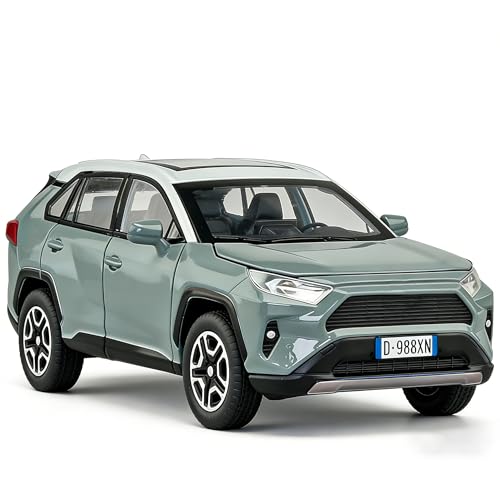 ERBADIHAGO Toy Car Compatible for RAV4 Model Cars Pull Back Toys diecast Cars 132 Metal Collect car with Light and Sound Pull Back for Boys Children Age 3 Year Old Festival GiftGreen - Image 1