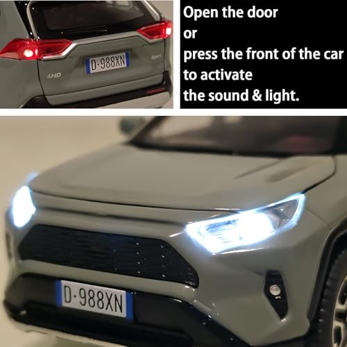 ERBADIHAGO Toy Car Compatible for RAV4 Model Cars Pull Back Toys diecast Cars 132 Metal Collect car with Light and Sound Pull Back for Boys Children Age 3 Year Old Festival GiftGreen - Image 5