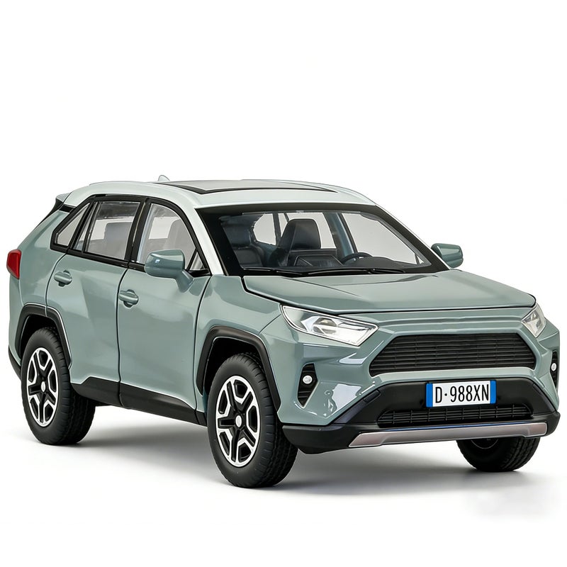 ERBADIHAGO Toy Car Compatible for RAV4 Model Cars Pull Back Toys diecast Cars 132 Metal Collect car with Light and Sound Pull Back for Boys Children Age 3 Year Old Festival GiftGreen - Image 3