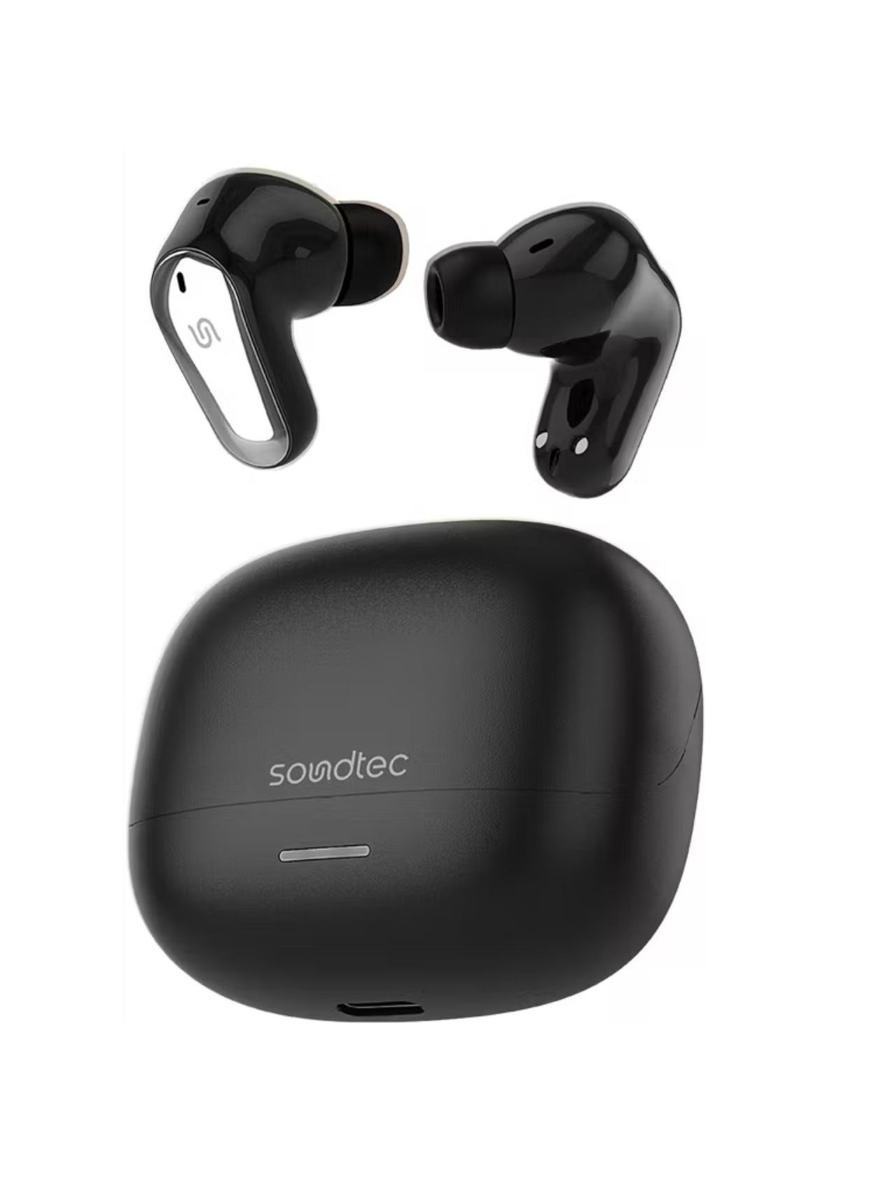 Gravis True Wireless Earbuds with Touch Control, Up to 5 Hours Play Time, 300mAh Charging Case & 38mAh Earbuds Battery, Sweat & Water Resistant, Voice Assistant, Stereo Sound - Black