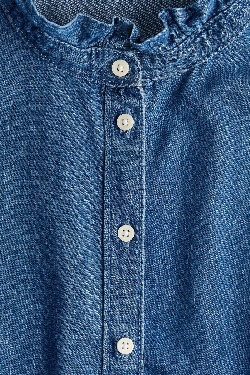 H&M Frill-trimmed denim blouse