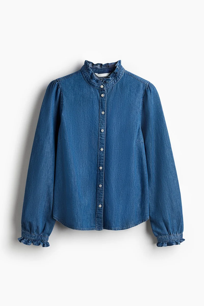 اتش اند ام Frill-trimmed denim blouse