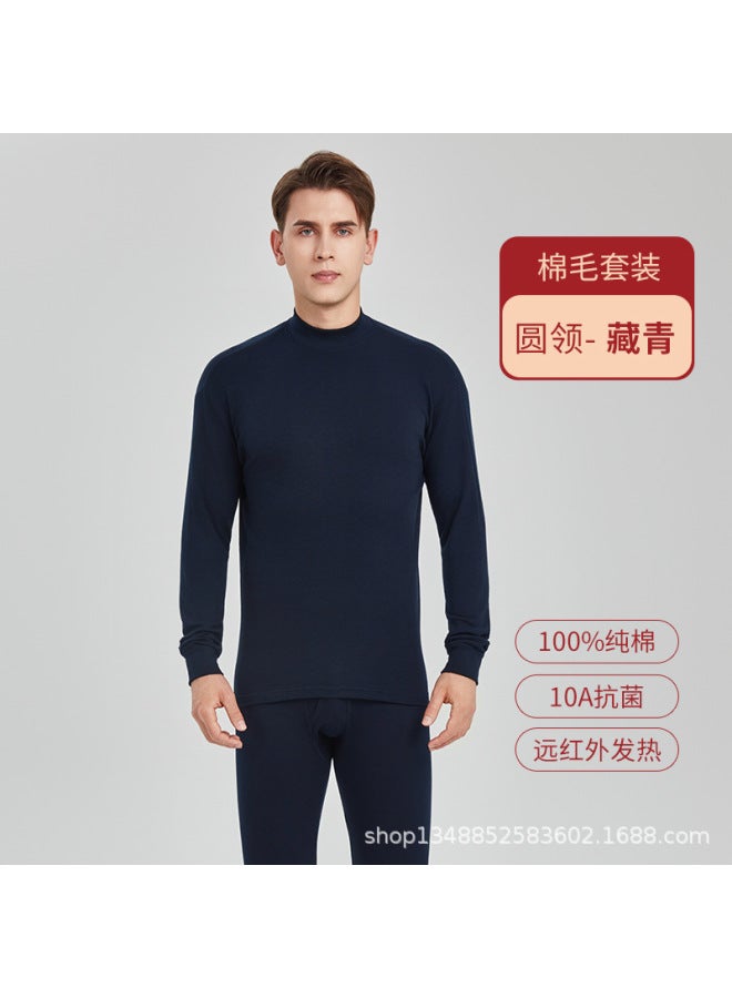 Men's Pure Cotton Autumn Clothes And Long Pants Thin Cotton Thermal Underwear Youth All-cotton Basic Antibacterial Thermal Underwear Men's Set Winter