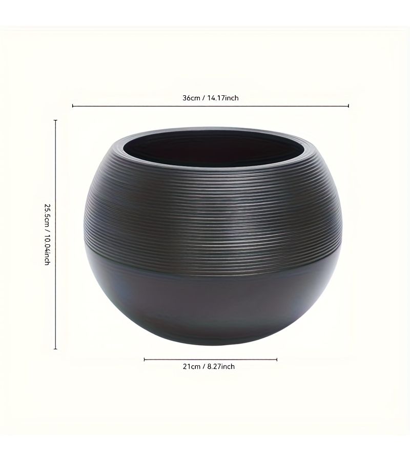Black Nordic Minimalist Plastic Round Flower Pot with Drainage Hole - Image 3