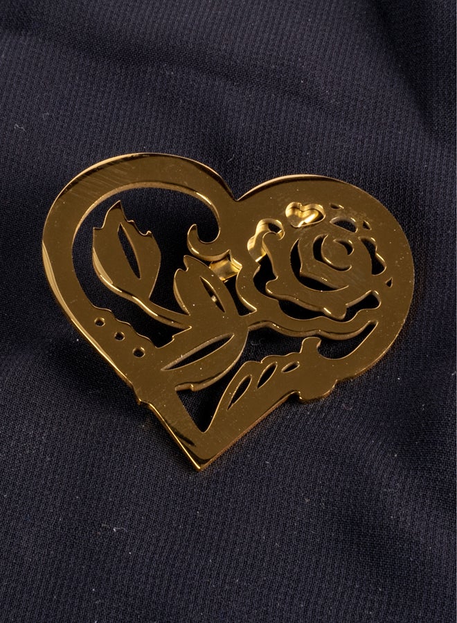 The Black Pearl Accessories Stainless Steel Golden Brooch - Heart - Image 1