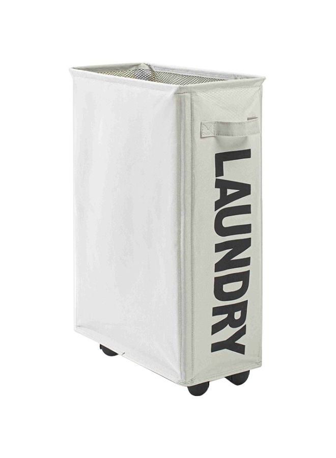 NIBEMINENT Foldable Laundry Basket With Universal Wheels White 43x10x21cm 