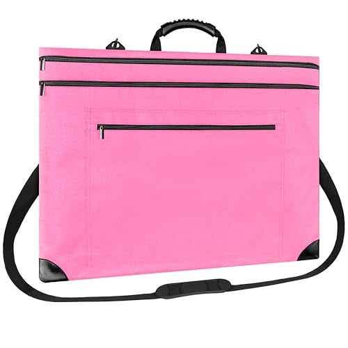 ZKOO Light Weight Art Portfolio Bag Artist Canvas Case with Detachable Shoulder Strap Leather Corners Art Portfolio Case 18 X 24 for Artwork Poster Sketching and Drawing 18 x 24 Pink - Image 1