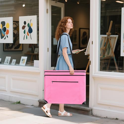 ZKOO Light Weight Art Portfolio Bag Artist Canvas Case with Detachable Shoulder Strap Leather Corners Art Portfolio Case 18 X 24 for Artwork Poster Sketching and Drawing 18 x 24 Pink - Image 3