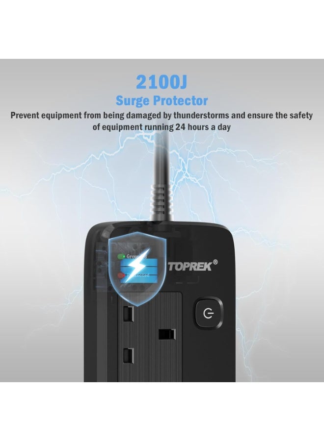 TOPREK 8 Way Extension Lead with Individual Switches, 2100 Surge Protected Extension Lead with Indicator Lights, Desk/Wall Mounted Power Strip for Office/Home/Computer Room/Garage(5M) - Image 5