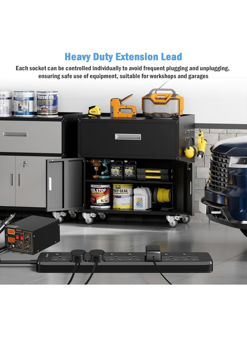 TOPREK 8 Way Extension Lead with Individual Switches, 2100 Surge Protected Extension Lead with Indicator Lights, Desk/Wall Mounted Power Strip for Office/Home/Computer Room/Garage(5M) - Image 4