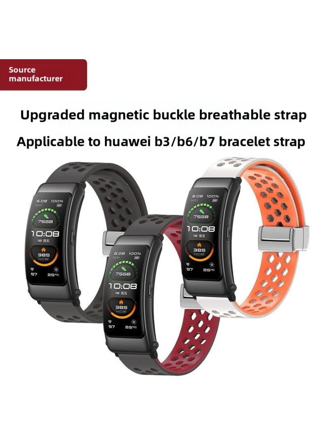Loquat For Huawei B3/b6/b7 Bracelet Strap Wristband KeepB4 Smart Sports Magnetic Silicone 16mm Non-original-Color:Starlight Blue Magnetic Suction  - Image 2