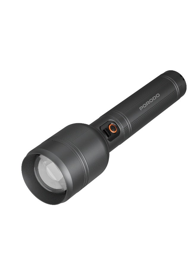 porodo Lifestyle LUMALITE 2500 Rechargeable Flashlight with 10000mAh Battery Capacity and 5.6 Hours Working Time / Ultra Bright Beam / 2500 Lumens / 700M Coverage / Outdoor Flashlight - Grey - Image 1