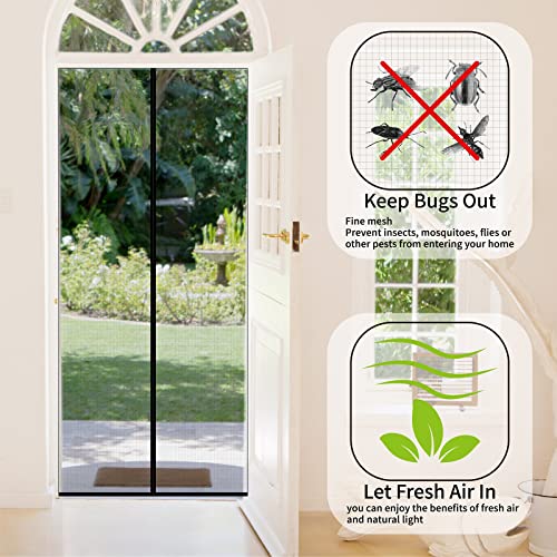 CHIYUNS Screen Door Mesh Magnetic Closure 36 x 80 inch, Self Closing Fiberglass Mosquito Net with Magnet for Doors, Heavy Duty Bug Fly Screens Curtain for Doorway, Keep Bugs Out, Pet Friendly - Image 2